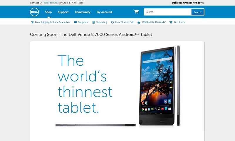 Dell Venue 8 7000: Sechs Millimeter dünnes Android-Tablet