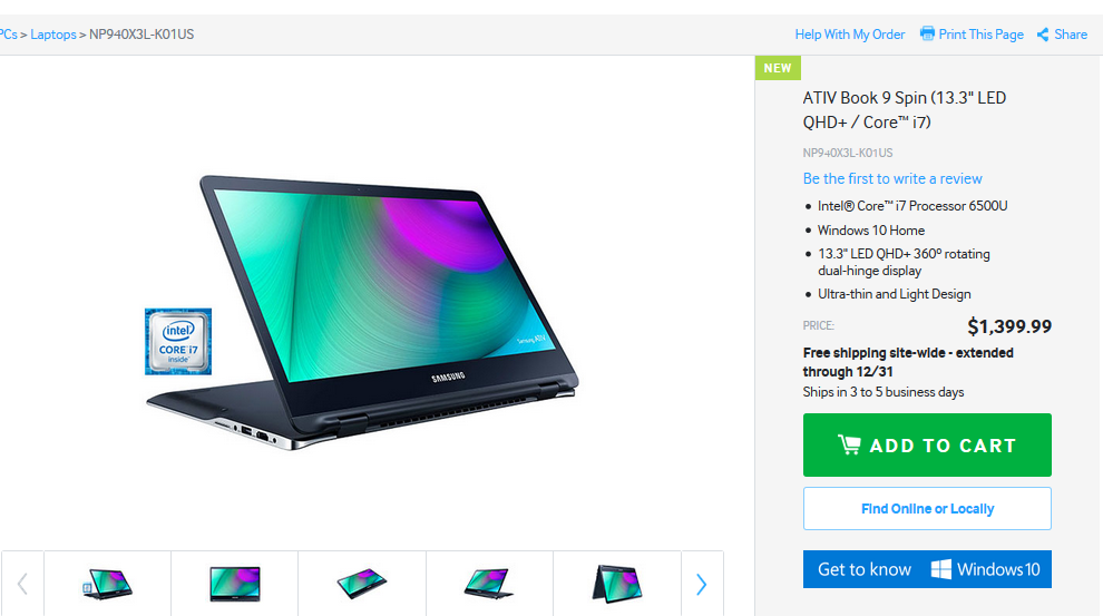 Notebook-Tablet-Convertible mit 13,3 Zoll-Bildschirm:  Samsung ATIV Book 9 Spin