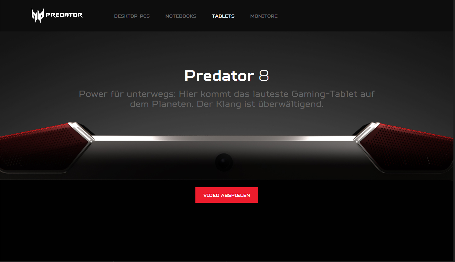 Acer stellt mit dem Predator 8 sein erstes Gaming-Tablet vor