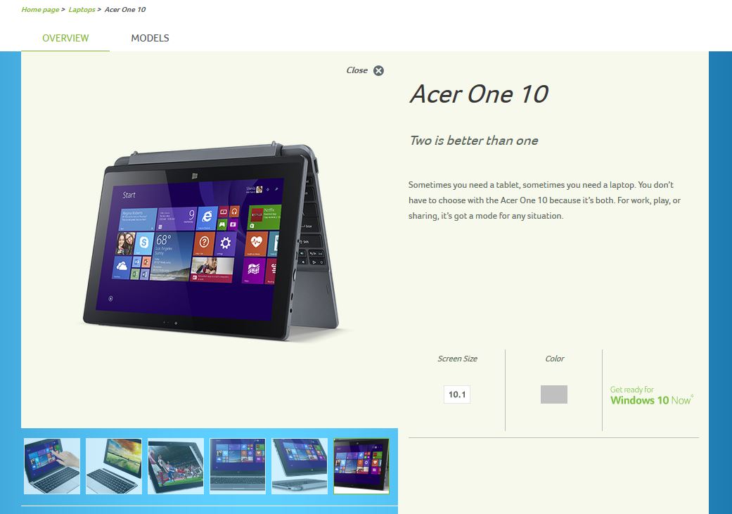 Hybrid-Netbook Acer One 10